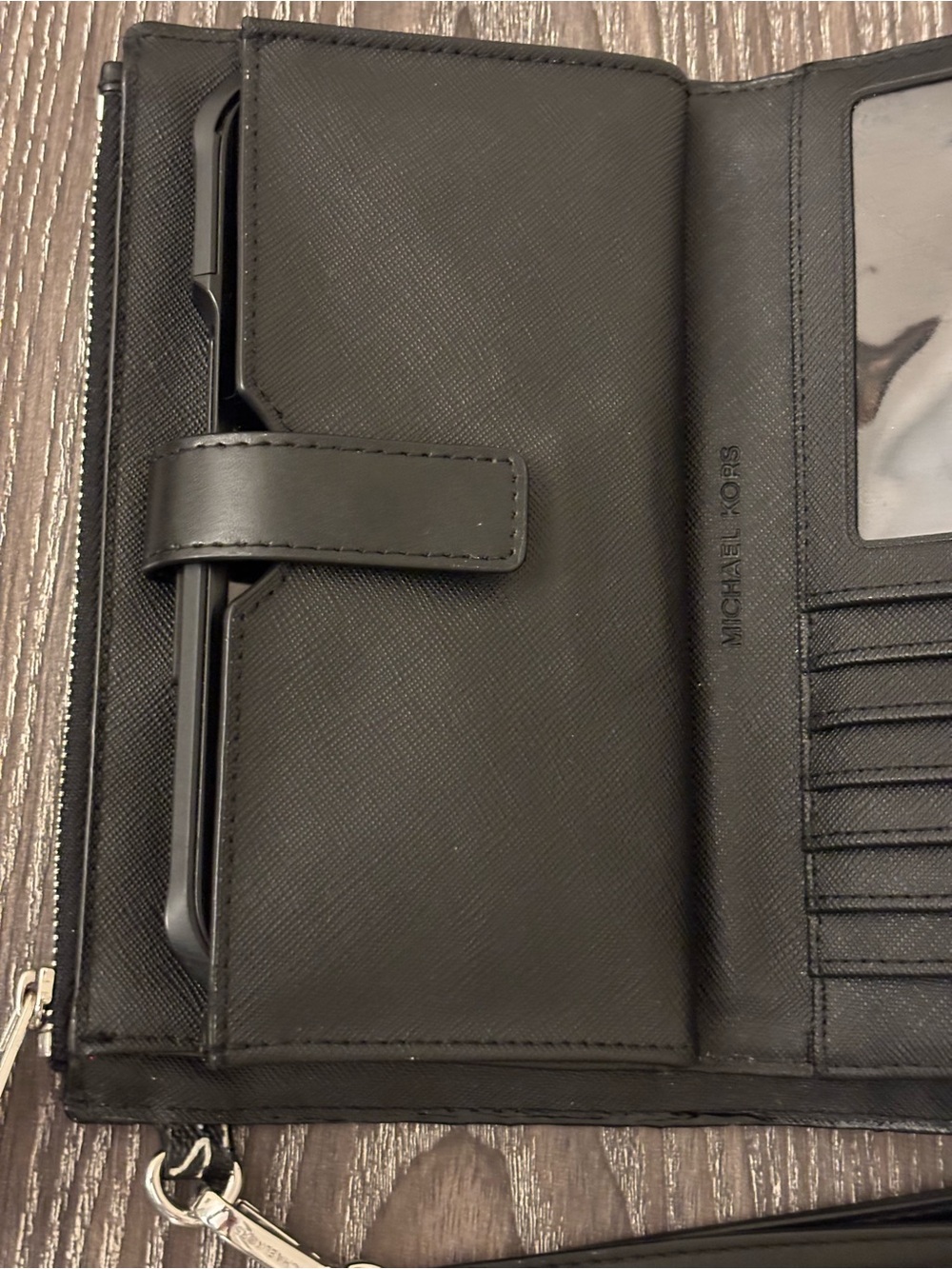 Michael Kors Graffiti Print Double Zip Wristlet Wallet Phone Holder Black White - Picture 15 of 16